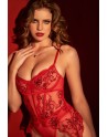 Body en maille brodée rouge - MAL8897RD