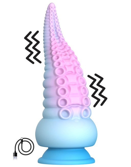 Gode ventouse tentacule Kraken vibrant 18 cm rose et bleu USB - WS-NV100 Gode ventouse tentacule Kraken vibrant 18 cm rose et bleu USB - WS-NV100