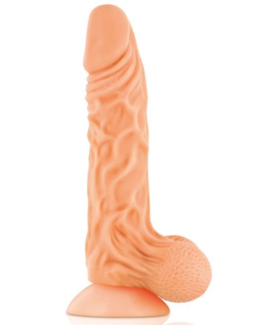Gode réaliste veiné ventouse va-et-vient prépuce testicules billes mouvantes 22cm - CC514107 Gode réaliste veiné ventouse va-et-vient prépuce testicules billes mouvantes 22cm - CC514107