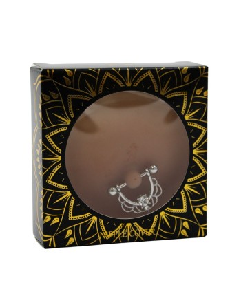 Paire de cache-tétons piercing barre demi-anneau faux diamant peau métisse - XP008M