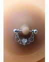 Paire de cache-tétons piercing barre demi-anneau faux diamant peau métisse - XP008M
