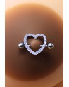 Paire de cache-tétons piercing barre coeur faux diamant peau foncée - XP004F