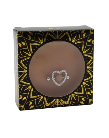 Paire de cache-tétons piercing barre coeur faux diamant peau métisse - XP004M