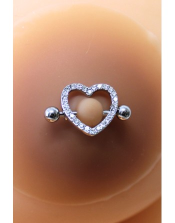 Paire de cache-tétons piercing barre coeur faux diamant peau métisse - XP004M