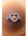 Paire de cache-tétons piercing barre coeur faux diamant peau métisse - XP004M