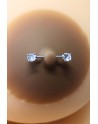 Paire de cache-tétons piercing barre faux diamant peau foncée - XP001F