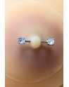 Paire de cache-tétons piercing barre faux diamant peau claire - XP001C