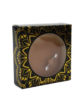 Paire de cache-tétons piercing barre faux diamant peau métisse - XP001M