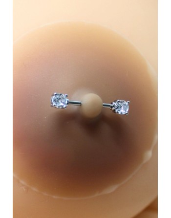 Paire de cache-tétons piercing barre faux diamant peau métisse - XP001M
