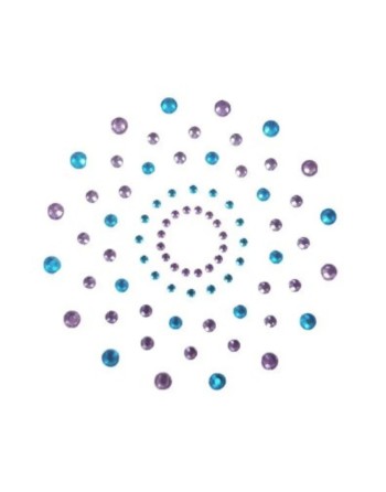 Paire de cache tétons adhésifs strass bleu et violet - NP-1020BLU