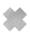 Paire de cache tétons adhésifs croix pailletée blanc - NP-1048WHT