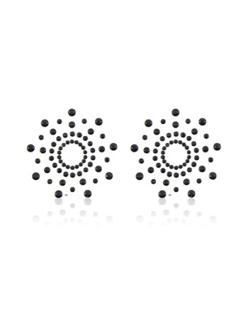 Paire de cache tétons adhésifs strass noir - NP-1030BLK