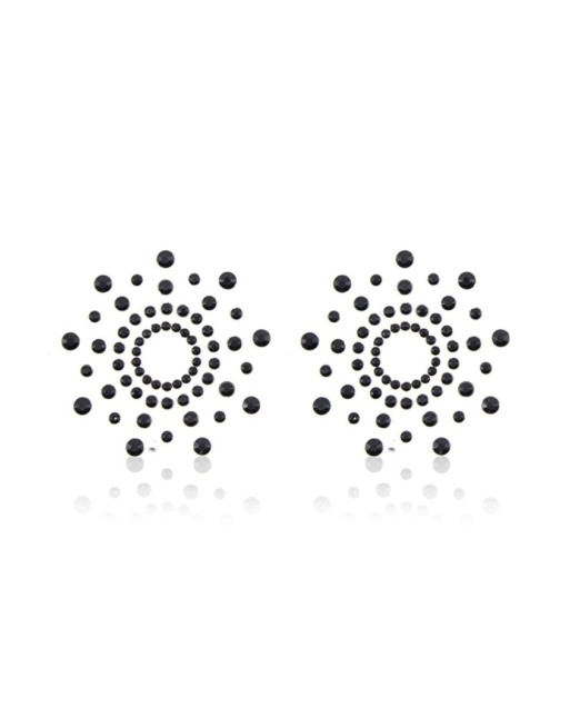 Paire de cache tétons adhésifs strass noir - NP-1030BLK