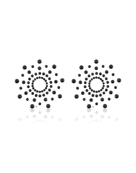 Paire de cache tétons adhésifs strass noir - NP-1030BLK