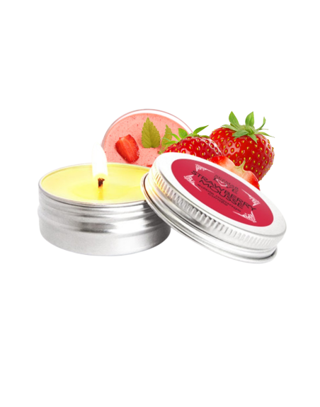 Mini Bougie de massage mousse de fraise 30ml 100% naturelle - SEZ072