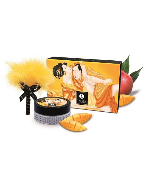 Mini Coffret poudre corporelle mangue et plumeau assorti - CC1035 Mini Coffret poudre corporelle mangue et plumeau assorti - CC1035