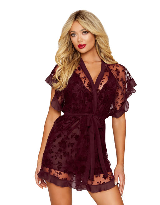 Nuisette et peignoir couleur aubergine - DG13666CHE Nuisette et peignoir couleur aubergine - DG13666CHE