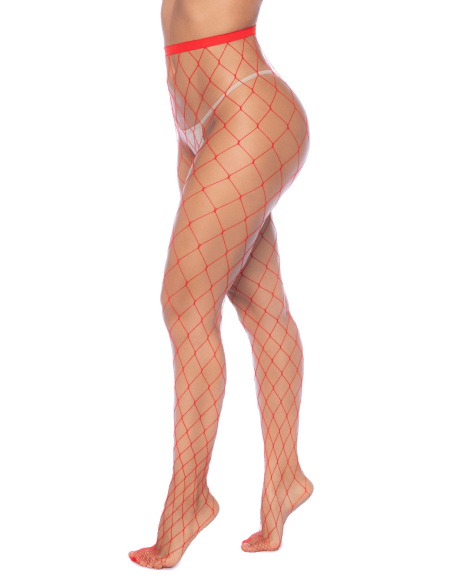 Collant large maille rouge - MAL1106RED