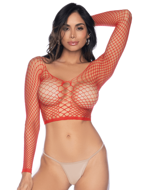 2 en 1 Top ou pantalon en résille rouge - MAL1120RED