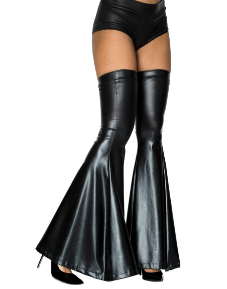 Bas patte d'éléphant en tissu effet mouillé noir - MH4878BLK