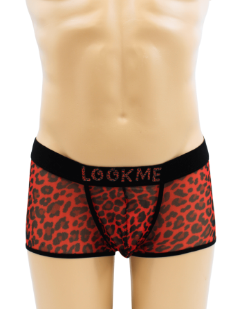 Boxer en résille imprimé léopard rouge - LM2501-67RED