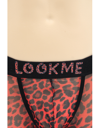 Boxer en résille imprimé léopard rouge - LM2501-67RED