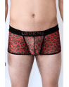 Boxer en résille imprimé léopard rouge - LM2501-67RED