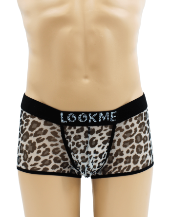 Boxer en résille imprimé léopard gris - LM2501-67GREY