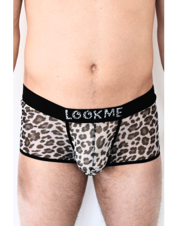 Boxer en résille imprimé léopard gris - LM2501-67GREY