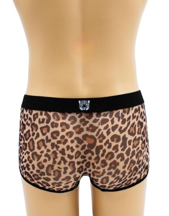 Boxer en résille imprimé léopard - LM2501-67LEO