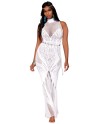 Robe bodystocking en résille et dentelle blanche - DG0490WHT