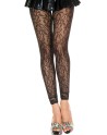 Legging fin noir résille et dentelle motif floral - MH35029BLK