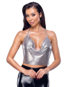 Top métallisé argenté à chaînes - R24504966001