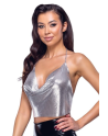 Top métallisé argenté à chaînes - R24504966001