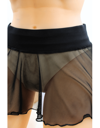 Mini jupe noire en résille transparente Stella - LSN3