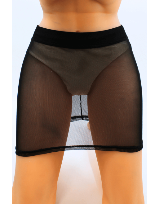 Jupe noire en résille transparente Maya - LSN1