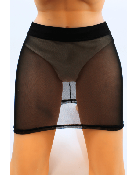 Jupe noire en résille transparente Maya - LSN1