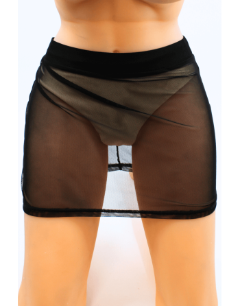 Jupe noire en résille transparente Maya - LSN1