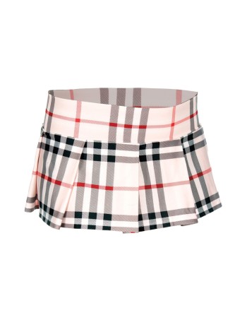 Mini-jupe plissée beige style ecossais - ML25074LBR