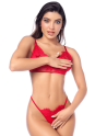 Ensemble sexy 3 pièces peek-a-boo avec porte-jarretelles en dentelle Mapalé - MAL8970RED