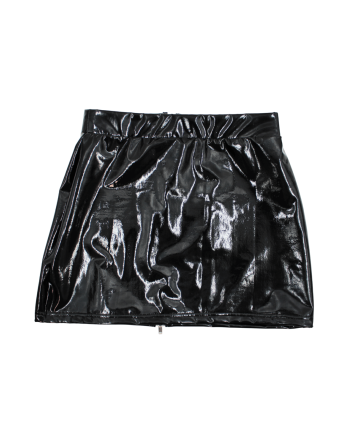 Mini Jupe Noire Lara – Effet Vinyle & Glamour Audacieux