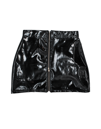 Mini Jupe Noire Lara – Effet Vinyle & Glamour Audacieux