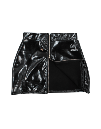 Mini Jupe Noire Lara – Effet Vinyle & Glamour Audacieux