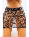 Mini Jupe Noire Clara – Résille Léopard & Séduction