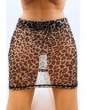 Mini Jupe Noire Clara – Résille Léopard & Séduction