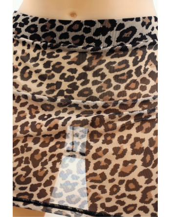 Mini Jupe Noire Clara – Résille Léopard & Séduction