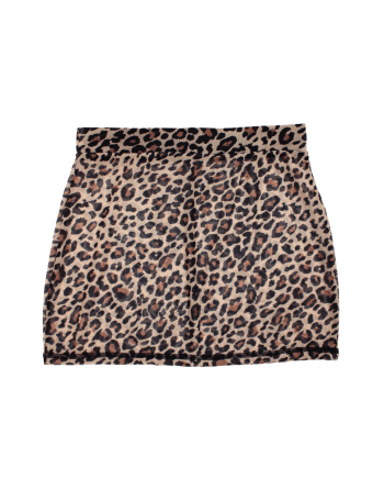 Mini Jupe Noire Clara – Résille Léopard & Séduction