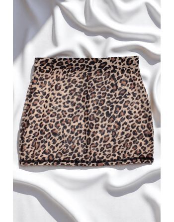 Mini Jupe Noire Clara – Résille Léopard & Séduction