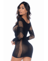 Robe manches longues en résille noire - MAL1117BLK