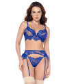 Ensemble 3 Pièces Dentelle Mapalé – Bleu Intense & Élégance Sensuelle